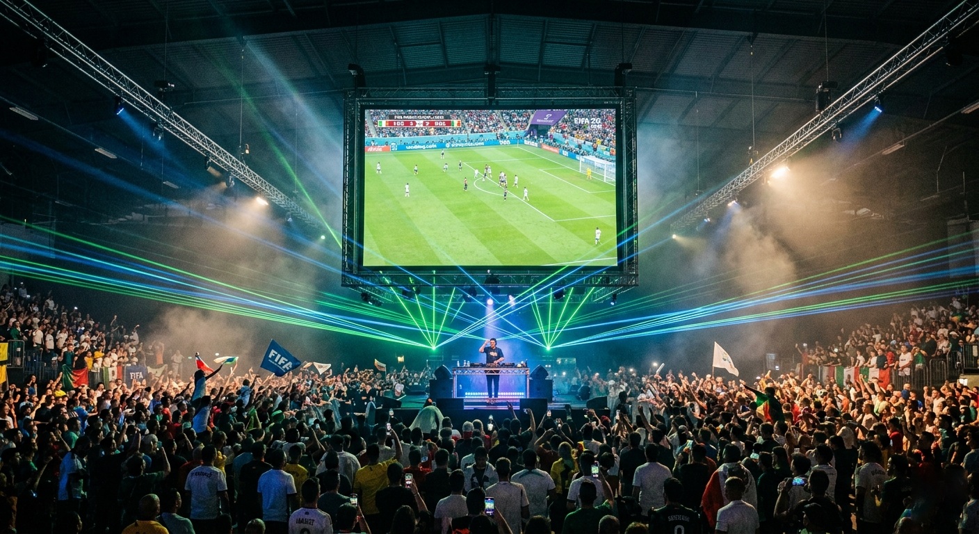 Studio Z BD FIFA 2026 Watch Party — Giant Projector Screen Setup in Dhaka Bangladesh