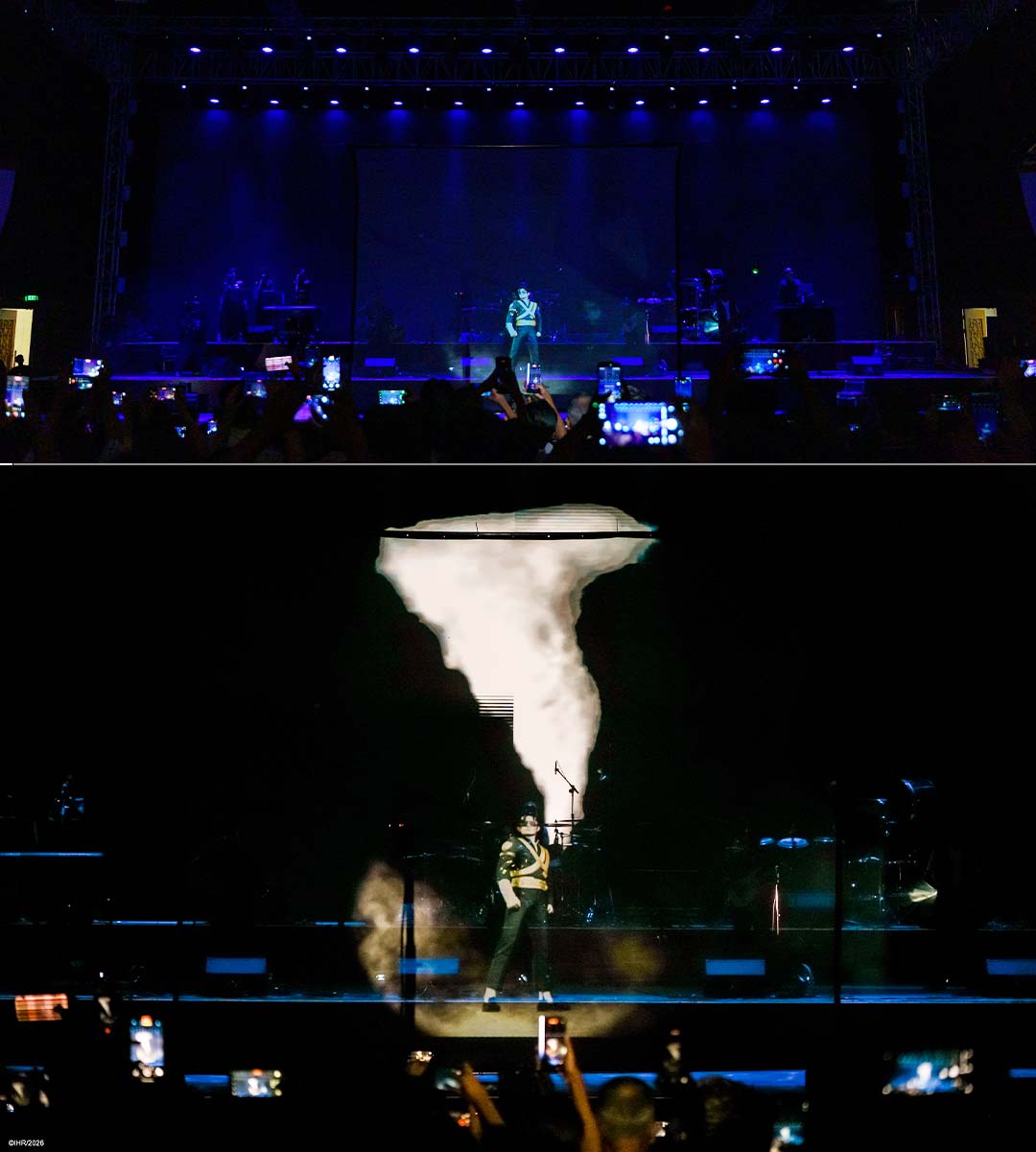 Michael Emran performing live alongside the holographic Michael Jackson illusion, Studio Z production, Dhaka