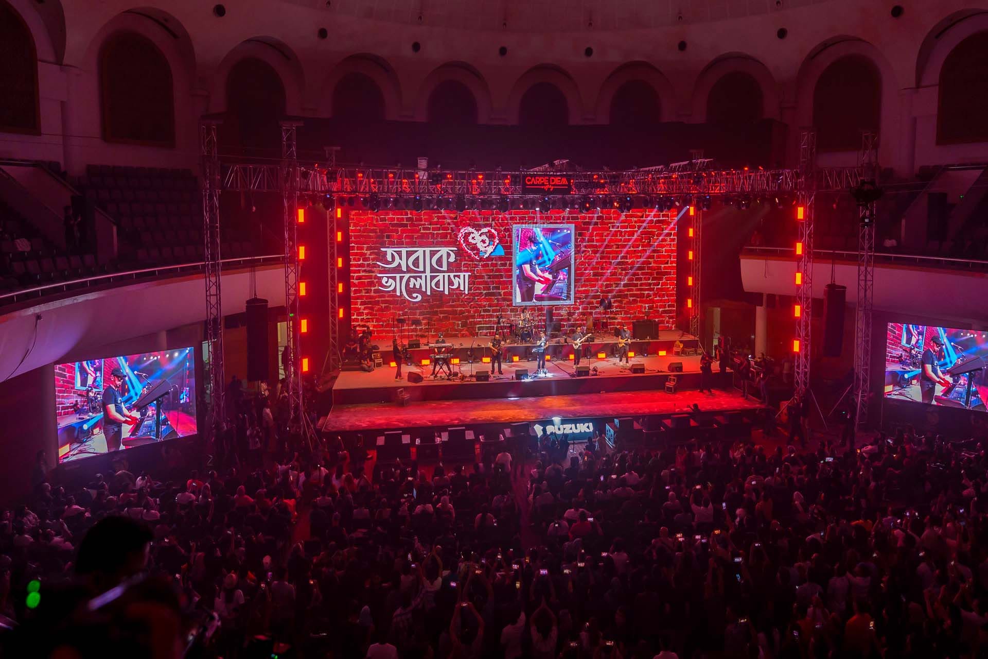 Full stage view of the Warfaze Michael Jackson tribute concert at Hall of Fame BICC Dhaka under technical direction by Studio Z