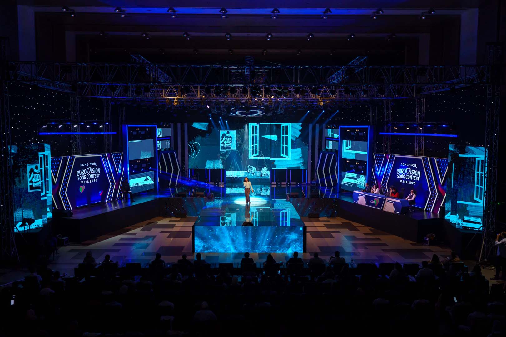 Eurovision Asia Voice of Bangladesh: Visuals by Studio Z BD 6 Cyan LED visuals with a solo performer on the main stage